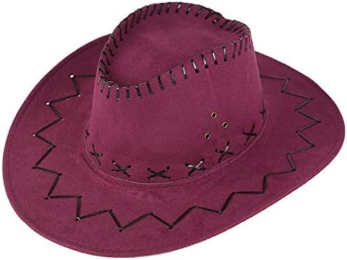 יוניסקס למבוגרים מערב קאובוי כובע לגברים נשים קלאסי להפשיל ברים בוקרת כובע מערבי קאובוי כובע עם חגורת