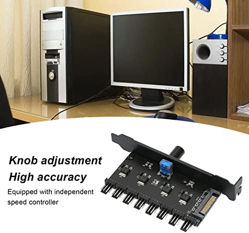 רכזת מאוורר מחשב Ashata, 8 ערוצים ידית קירור בקרה מהירות מאוורר למארז מעבד HDD, עבור שלדת מעבד