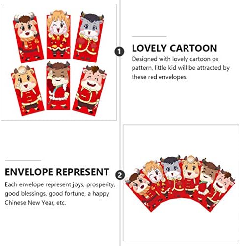18 יחידות סיני חדש שנה כסף מעטפות 2021 קריקטורה שור עגל דפוס כסף כרטיס מנות אדום נייר הונגבאו למבוגרים