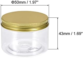 צנצנות פלסטיק שקופות עם מכסה אלומיניום בגוון זהב, 8 יחידות 1.7 אונקיות/50 מיליליטר מיכלי אחסון מזון