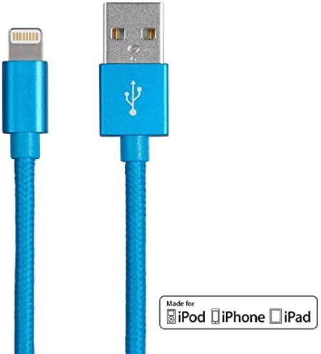 Monoprice Apple MFI ברק מוסמך ל- USB Charge & Sync כבל - 3 רגל - כחול תואם לאייפון x 8 8 פלוס 7 7 פלוס 6S 6