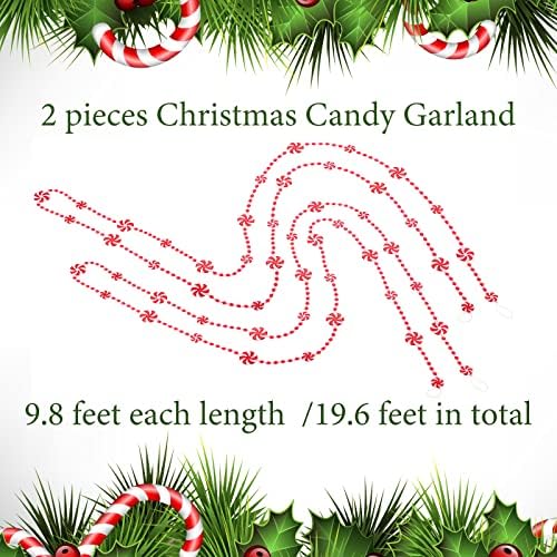 2 חתיכות 19.6 מטרים חג המולד ממתקים זר עץ חג המולד גרלנד פלסטיק חרוז חג המולד גרלנד חג המולד חג ממתקים קנדי