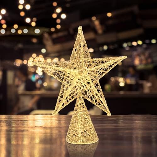 עיצוב רטרו רטרו נצץ עץ חג המולד נצץ כוכב טופר תפאורה ייחודית חג המולד קישוט דקורטיבי פסטיבל טופר כוכב לילה