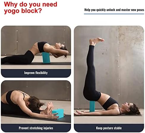 Doefo Yoga Blocks 2 חבילה, בלוק יוגה קצף EVA ללא החלקה, בלוק פילאטיס, בלוקי אימון למתיחה, מדיטציה,