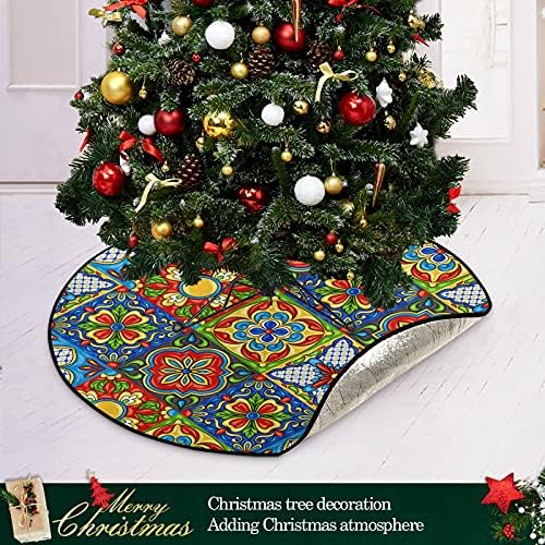 אריחי טלאברה מקסיקנית מחצלת עץ חג המולד עץ עץ עץ עץ עץ מגש שטיח מחצלת מתחת לאביזר עץ חג המולד להגנה על הרצפה