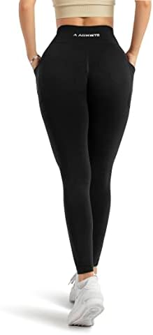 אגרוסט נשים חותלות אימון חלקות עם כיסים מגרש חותמי כושר הרמת התחת של מכנסי יוגה מותניים גבוהים
