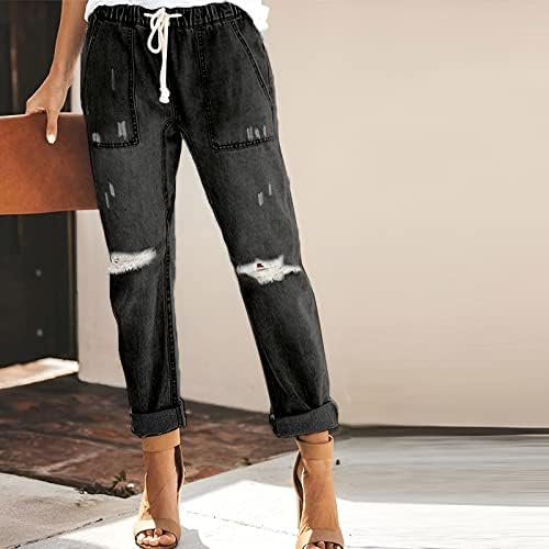 מיאשוי ז 'אן מכנסיים נשים נשים נמתח גבוהה מותן ישר רגל סטארפ החבר ג' ינס בלוי קרסול נשים גבוהה מותן