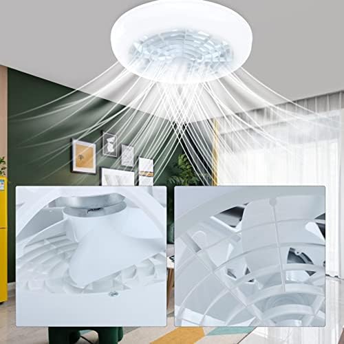 LED ביתי מאוורר תקרה בלתי נראה עם אור מאוורר תקרה מודרני לעמעום עם שלט רחוק למטבח סלון בחדר השינה, לבן