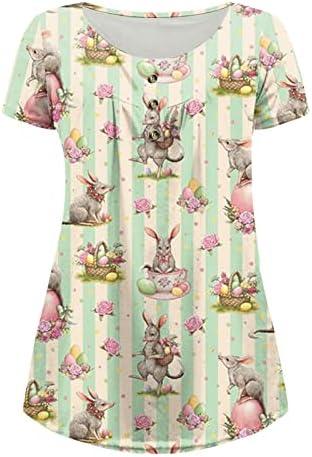 נשים מצחיקות ביצי ארנב חמודות מדפיסות חולצות פסחא מחבירות טוניקת בטן 2023 צמרות שרוול קצר בקיץ ללבוש עם