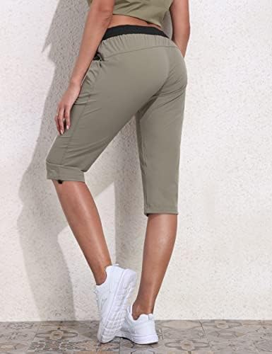 מכנסי מטען שאינם מכנסיים מכנסיים קפרי מכנסי טיול יבש מהירים נשים עם כיסים