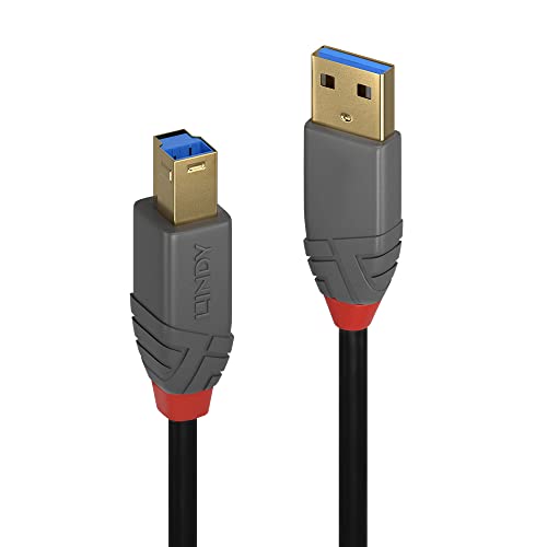 Lindy 5M USB 3.2 מסוג A ל- B, 5GBPS, קו קרומו