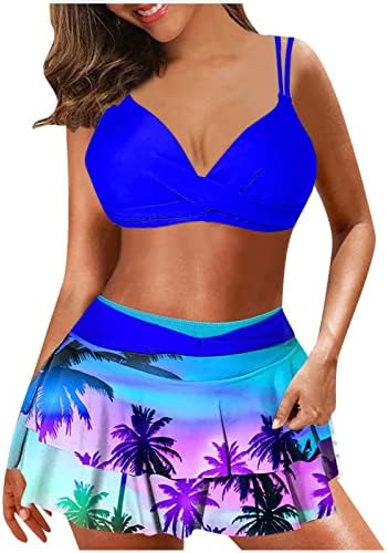 בגדי ים לנשים 2 חלקים הדפס הוואי שחייה חזיית קאמי וחצאיות חצאיות מערכות חוף לבגדי חוף