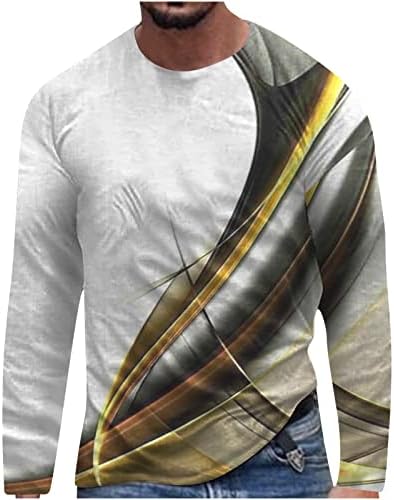 חולצות לגברים שרוול ארוך למעלה 3ד הדפסת חולצה רופף סביב הצוואר סוודר מעיל עליון חולצות & מגבר; חולצות