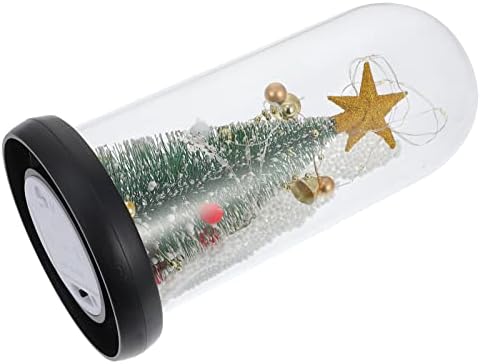 קישוטי חג המולד של Veemoon עץ חג המולד מיני מלאכותי עם כיפת זכוכית אור שולחן חג המולד שולחן חג המולד קישוטי