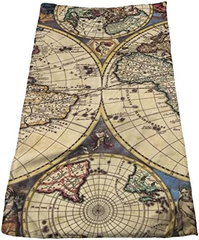 מפה עתיקה עולמית מגבת גלובוס מגבת מיקרופייבר מגבת אורחת קישוטי אמבטיה ביתיים מגבת אצבעות עם ספיגה