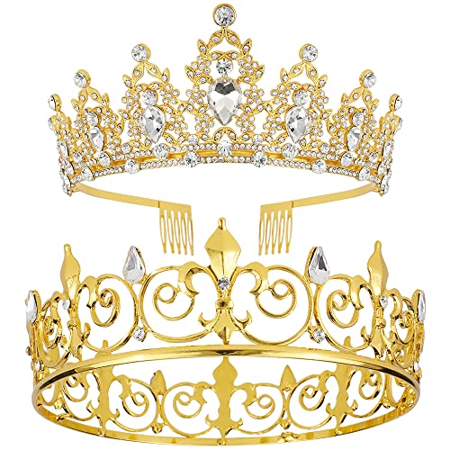 אופרי מלך & מלכת ארטמיס נזר וכתר עבור נשים גברים קריסטל שיער אביזרי לחתונה לנשף כלה מסיבת יום הולדת