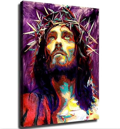 ישוע המשיח אמנות קיר צבעי מים כריסטיאן ישו דיוקן ציור בד.