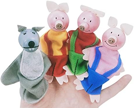 4 יחידות שלושה חזירים קטנים אצבע בובות-מיני בעלי החיים בובות לילדים סיפורים ומשחקייה בובות תיאטרון קטיפה