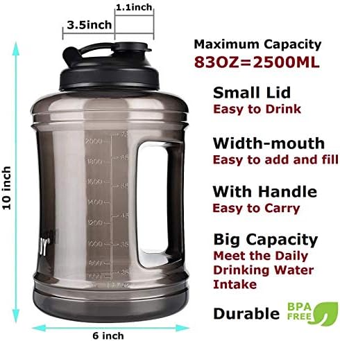 בקבוק מים עם ידית 2.5L בקבוק מים ספורט גדול חצי ליטר BPA BPA בקבוקי מים פלסטיק ללא