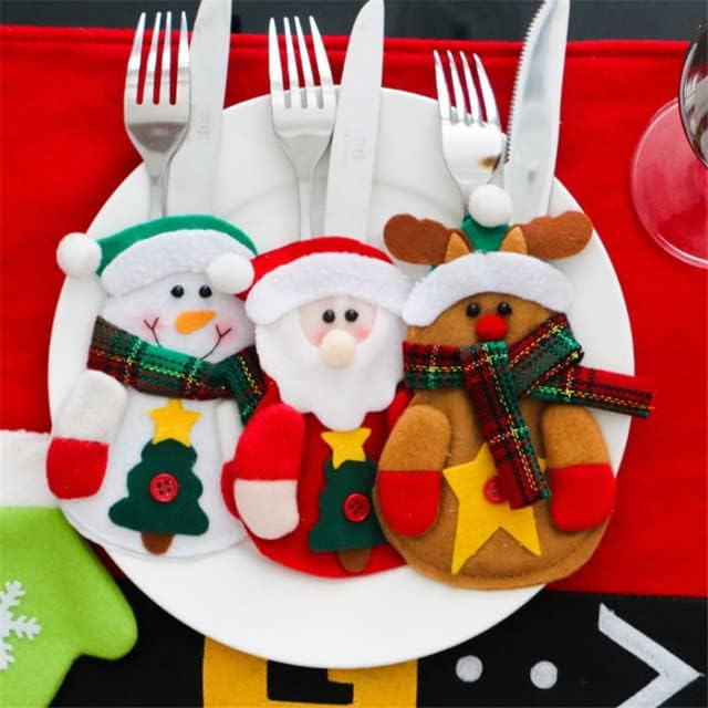 3 יח ' סט סכין ומזלג אחסון תיק חג המולד אוכל מארגני בית מלון חג המולד קישוטים יצירתי מתנות שולחן אחסון