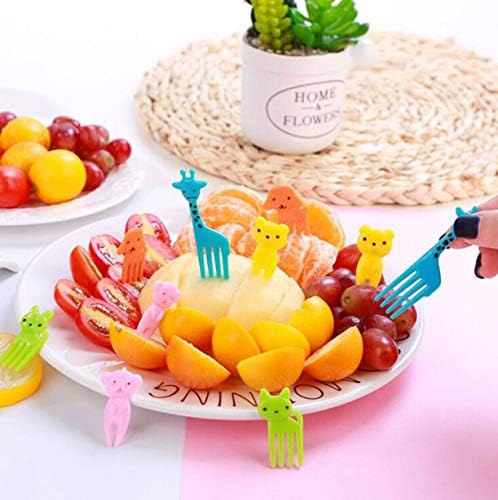 אלינסאם 100-חבילה חוות חיות פירות מזלג מיני קריקטורה ילדי חטיף עוגת קינוח מזון פירות פיק קיסם בנטו ארוחות צהריים