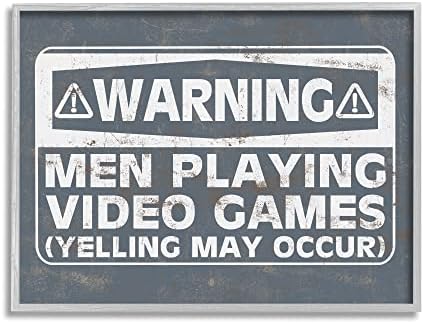 תעשיות סטופל גברים מצחיקים שמשחקים משחקי וידאו צועקים מתרחשת תמרור אזהרה, עיצוב על ידי אולפני מסי סנט