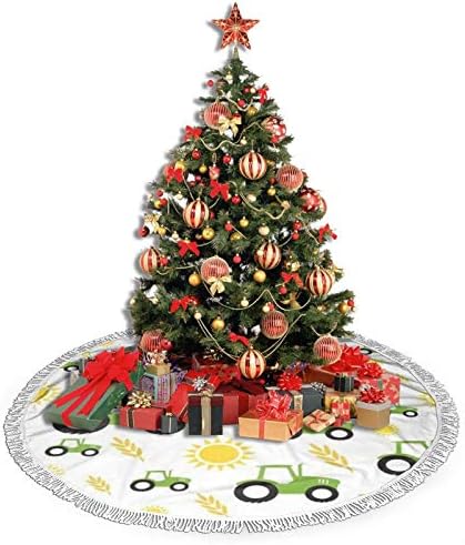 חצאית עץ חג המולד של חקלאות טרקטור, מחצלת חצאית עץ חג המולד עם ציצית לעיצוב מסיבות חתונה לחג 48
