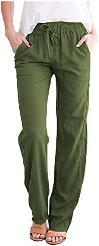 מכנסיים מזדמנים של ווקאצ'י לנשים בצבע אחיד אלסטי גבוה נעשה מכנסיים נוחים עם כיסים מכנסי חוף רופפים בכושר מכנסי