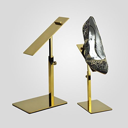 B & NN שני חתיכות נעל מתכת תצוגה מתכת מעמד מחזיק מתכוונן גובה מתכוונן תצוגת נעל סנדל מתגלה זהב מלוטש
