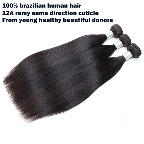 חבילות שיער טבעי 12 א ברזילאי ישר שיער חבילות לארוג 18 18 18 אינץ גלם לא מעובד בתולה שיער טבעי 3 חבילות