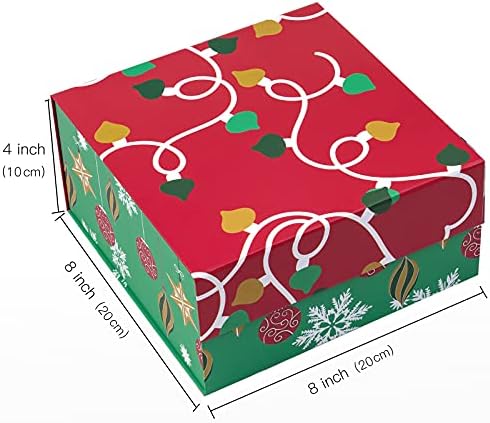 קופסת מתנה לחג המולד של Wrapaholic 1 PCS עם מכסה - 8x8x4 אינץ