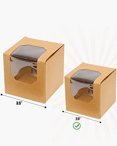 קופסאות קאפקייקס חומות בודדות 100 יחידות קופץ אוטומטי 2.5 איקס 2.5 איקס 2.5 מיכל מנשא קאפקייקס יחיד לטובת חתונה