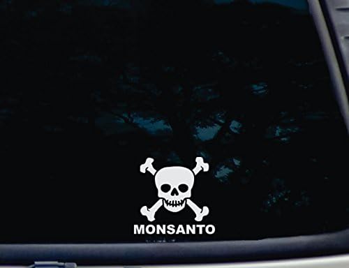 Monsanto - רעל W גולגולת וצולבים תמונת - 4 x 3 3/4 Die Cut Mathal ויניל לחלונות, מכוניות, משאיות,