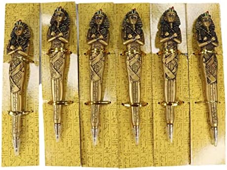 חבילת מתנה של אברוס של 6 מסכה מצרית של המלך תות פרעה סרקופגוס פירמידה קבורה כדורי עט עט דמיון של עטים