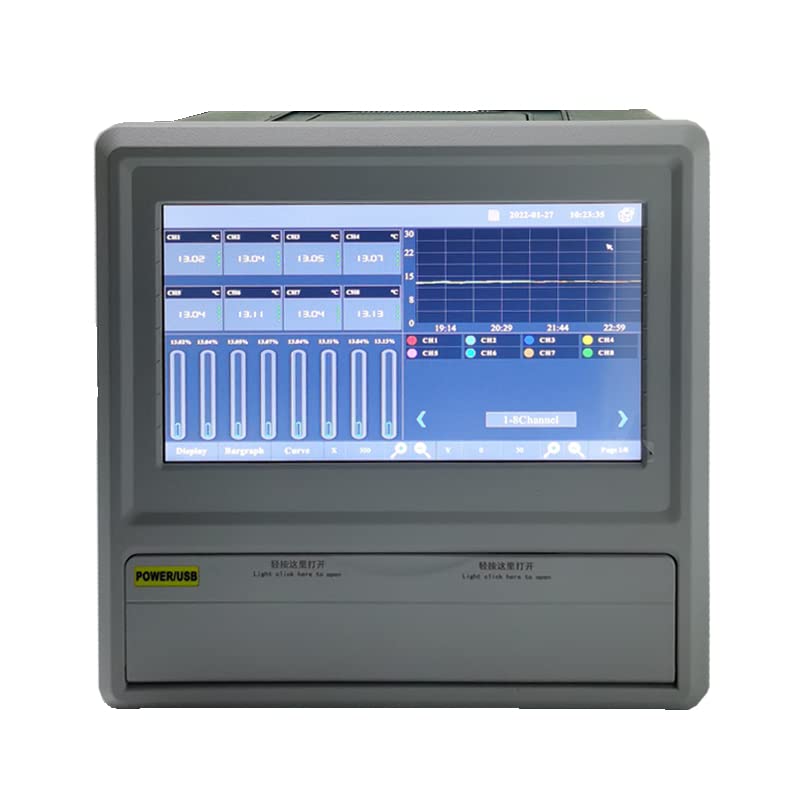 CKT1000-16 לוגר נתוני טמפרטורה צג LCD 10 אינץ 'עם 16 ערוצים