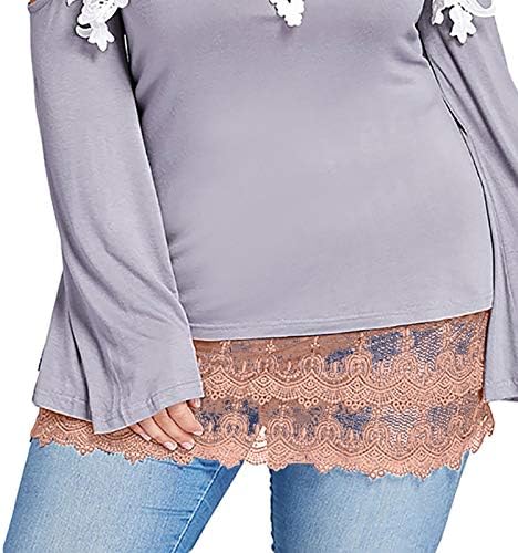 חולצות IIUS מאריכות נשים מזויפות בשכבות טאטא תחתון תחתון תחרה חצי חצי אורך חצאית מיני חולצות מרחיבות עליונות