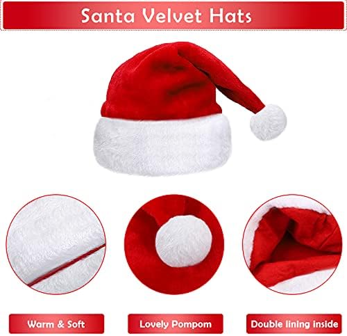 6 חבילה חג המולד סנטה כובעי סנטה קטיפה כובעי חג המולד דקורטיבי קטיפה כובעי חג המולד לשנה חדשה חג המפלגה, למבוגרים