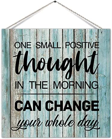 לוח עץ כפרי לוח מחשבה חיובית אחת קטנה יכולה לשנות את כל היום שלך ציטוט מעורר השראה וינטאג 'בית חווה דלת עץ