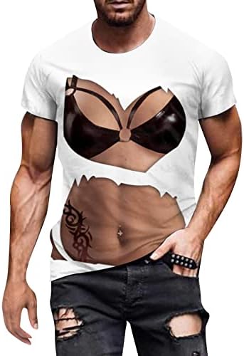 BMISEGM קיץ אימון אימון חולצות גברים אביב וקיץ אישיות שרירי שרירים שרירי בטן 3D 3D חולצת T דיגיטלית