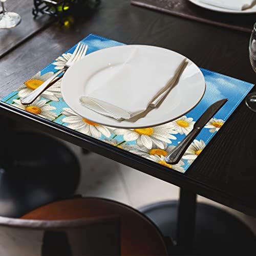 פרחי קיץ של Botb Lihm סט של 4 מחצלות שולחן קישוטי שולחן 12x18 אינץ '