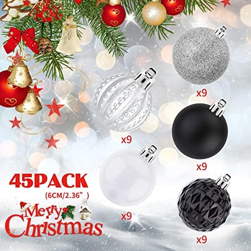 45 יחידות 2.36 קישוטי כדור חג המולד, כדור פלסטיק אטום מתנפץ נוכח לעצי חג המולד, פסטיבל, מסיבת בית ומסיבת חתונה,