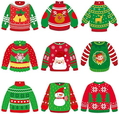 45 יח 'גזרות סוודר מכוערות לחג מלידת הכיתה לחג המולד לחג המולד קישוט למסיבות DIY, 6 אינץ' כפול צדדי