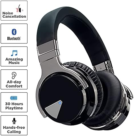 Qisebin E7 אוזניות מבטלות רעש פעיל, אלחוטית מעל אוזניות Bluetooth באוזן עם מיקרופון, אוזניות אלחוטיות