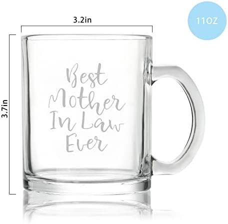 מתנה ייחודית לאמא במשפט, אמא במשפט הטובה ביותר אי פעם ספל קפה מזכוכית, מתנה אידיאלית לאמא במשפט