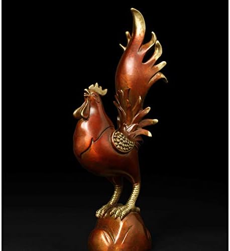 פסל תרנגול נחושת מעודן של NYKK פסל תרנגולת נחושת, ריהוט ביתי יצירתי של פנג שואי קישוט מלאכה/מתנות/פריטי אספנות