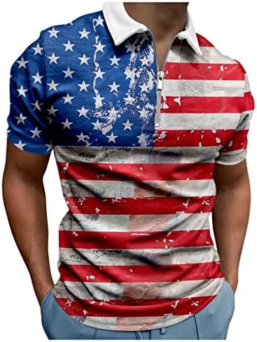 חולצות פולו דגל אמריקאי לגברים 4 ביולי חולצות טריקו פטריוטיות בקיץ וינטג 'מזדמן שרוול קצר פולו פולו