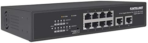 פתרונות רשת Intellinet 8-Port Gigabit Ethernet Poe+ Switch עם 2 יציאות uplink gigabit gigabit,