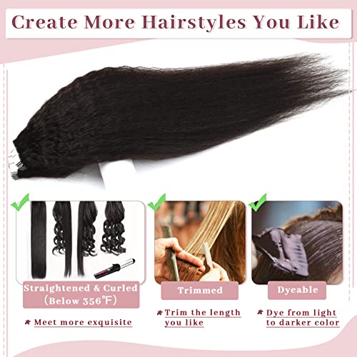 ולאסי קינקי ישר קלטת בתוספות שיער שיער טבעי 16 אינץ טבעי שחור קינקי ישר קלטת בתוספות 40 יחידות בלתי נראה