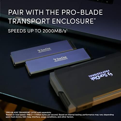 Sandisk Professional 4TB Pro-Blade SSD MAG-נייד ומודולרי NVME SSD MAG, Ultra-Durrable-SDPM1NS-004T-GBAND