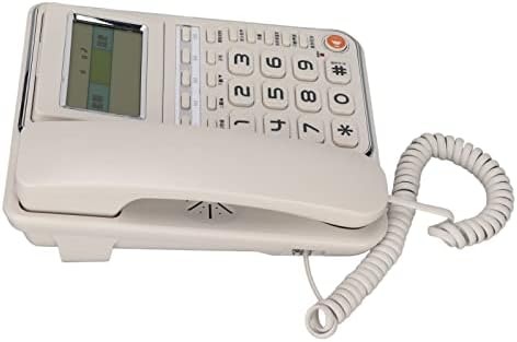 טלפון קווי של LBEC בבית, מסך טלפון של השנה עם כפתורים גדולים הממתינים לשיחה רמקול לבקרת נפח לבן קישוט יפהפה